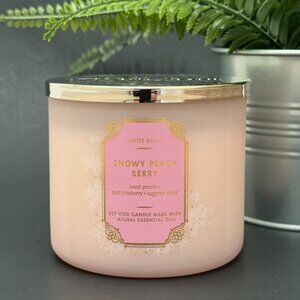 BBW Snowy Peach Berry White Barn Bath & Body Works 3 Wick Candle